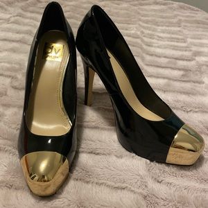 Dolce Vita Black Patent and Gold Shoes